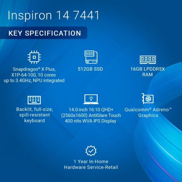 Dell Inspiron 7441 Plus, Snapdragon X Plus-X1P-64-100, 16GB RAM - Image 6