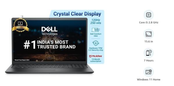Dell 15 Thin & Light Laptop, Intel Core i5-1235U Processor/16GB DDR4 + 512GB SSD/Intel UHD G - Image 5
