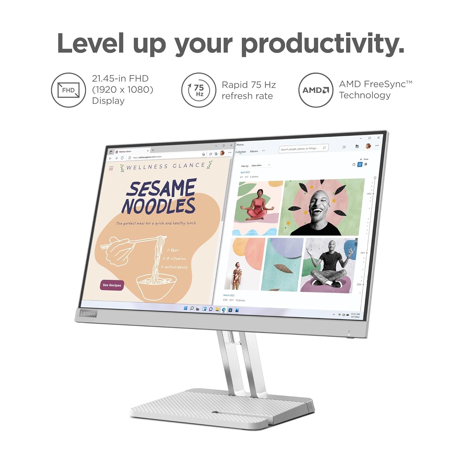 Lenovo L-Series 54.48 cm (21.4inch) | FHD Ultraslim Monitor - Image 2
