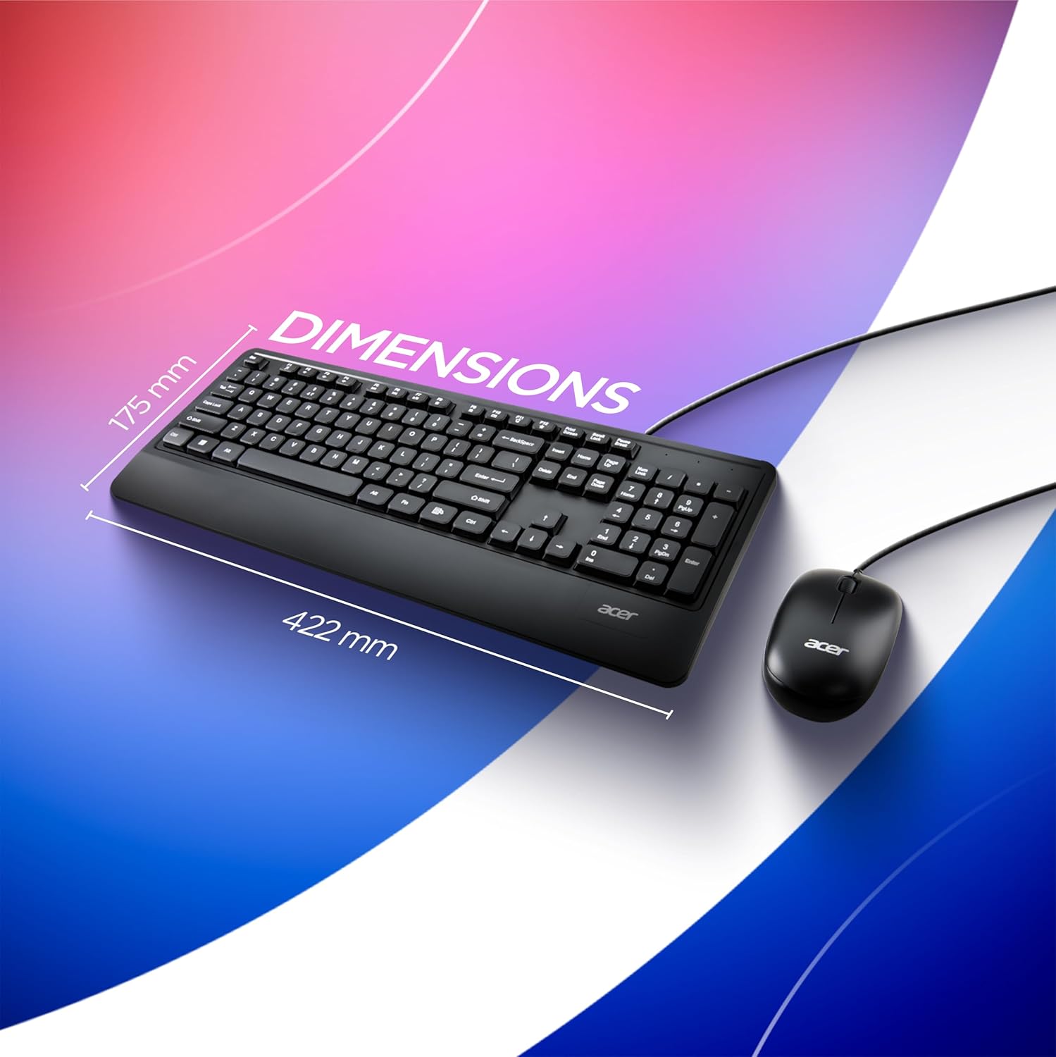 Acer Wired Keyboard & Mouse Combo with Palm Rest - Image 6
