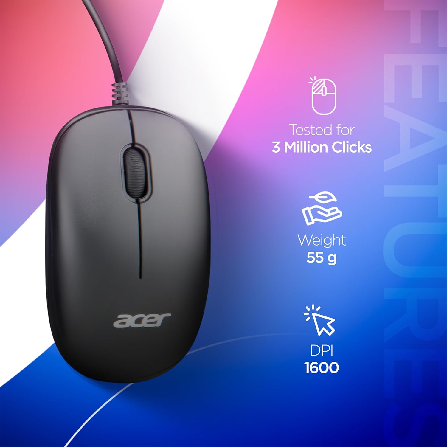 Acer Wired Keyboard & Mouse Combo with Palm Rest - Image 3