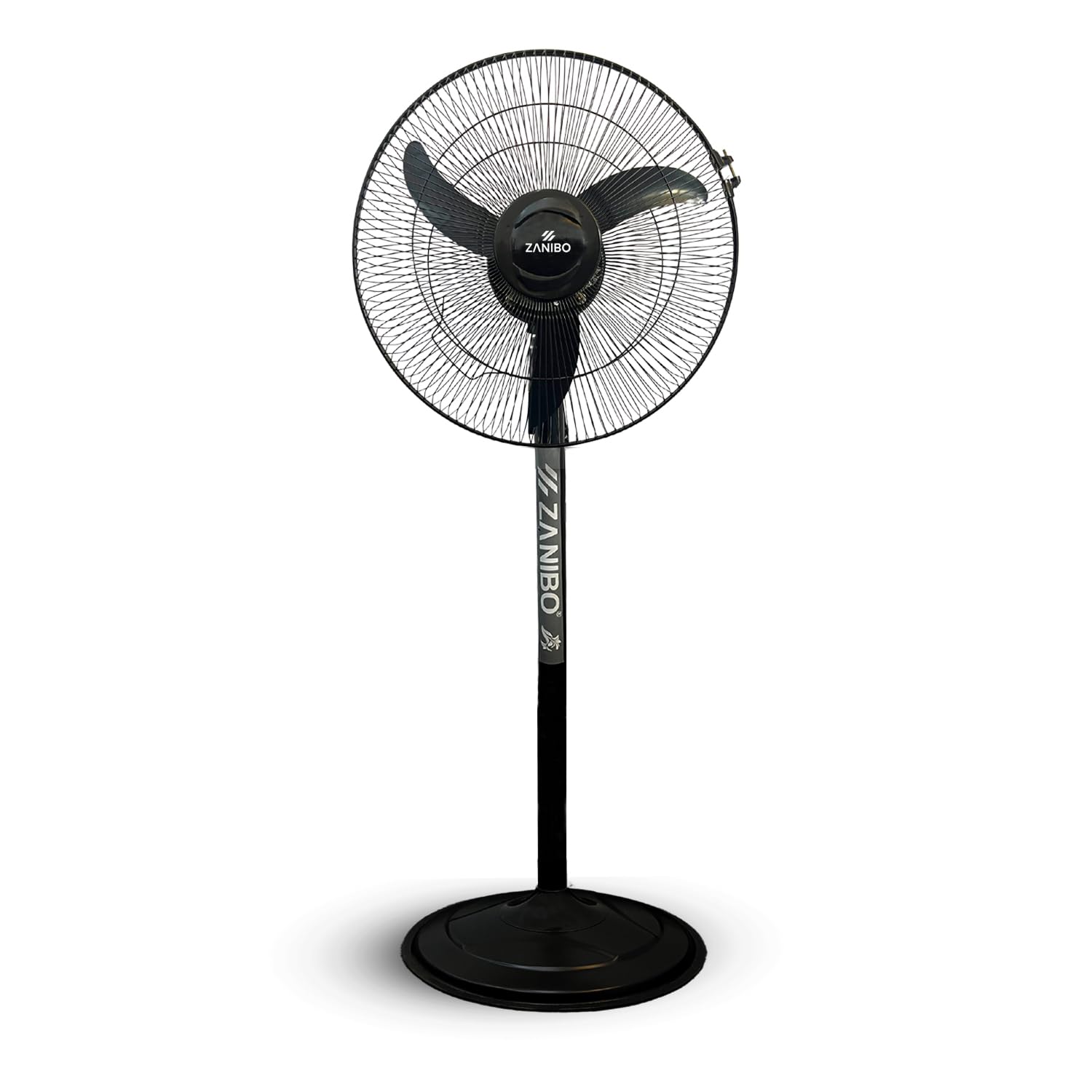 Zanibo High-Speed 400mm Bullet Fan for Home/Pedestal/Farrata with Adjustable Height | Pedestal Fan 2200 RPM Powerful Motor | High Air Delivery | 3 Speed Settings 2 Year Warrenty (Pedestal Fan black)