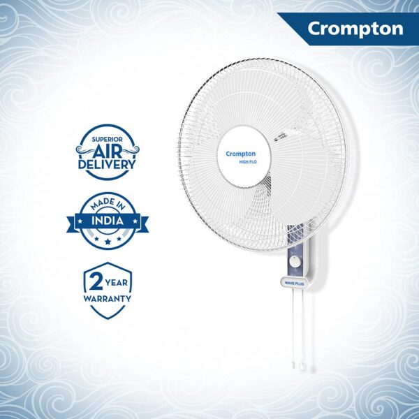 Crompton High Flo Waveplus wall mount fan-KD white - Image 5