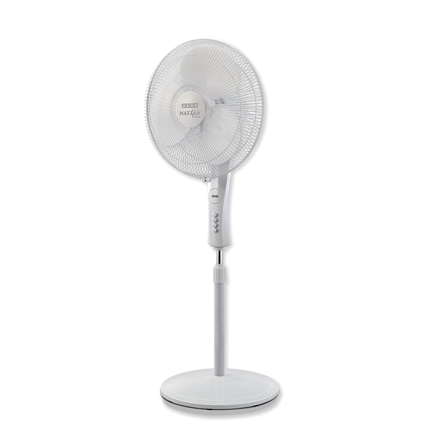 USHA Maxx Air Ultra Pedestal Fan | 400MM Sweep Size | 1350_RPM | Aerodynamic Blade Design for High Air Delivery | Anti – Rust Protection | 100% Copper Motor | 2 Year Warranty | White