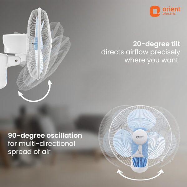 Orient Electric Wall- 49 Wall Fan with Remote & Automatic Speed Control | Wall Fan with Tilt & Oscillation mechanism | Remote with Display Panel & Timer | 2-year warranty - Image 5