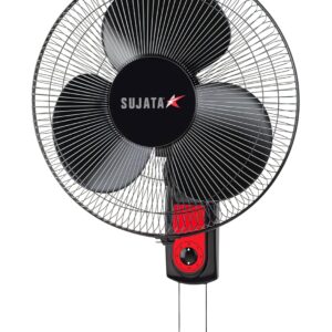Sujata Wall Fan | 2 Years Warranty | 400 mm Sweep Wall Mount Fans for Home, Wall Fan for Living Room with 100% Copper Motor(SWF27 - Black)
