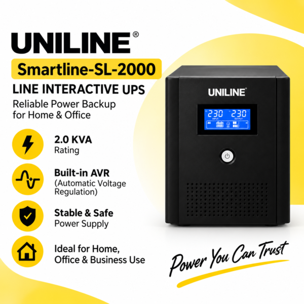 UNILINE Smartline SL-2000 2.0 KVA Line Interactive UPS with AVR & 70Ah Batteries - Image 4
